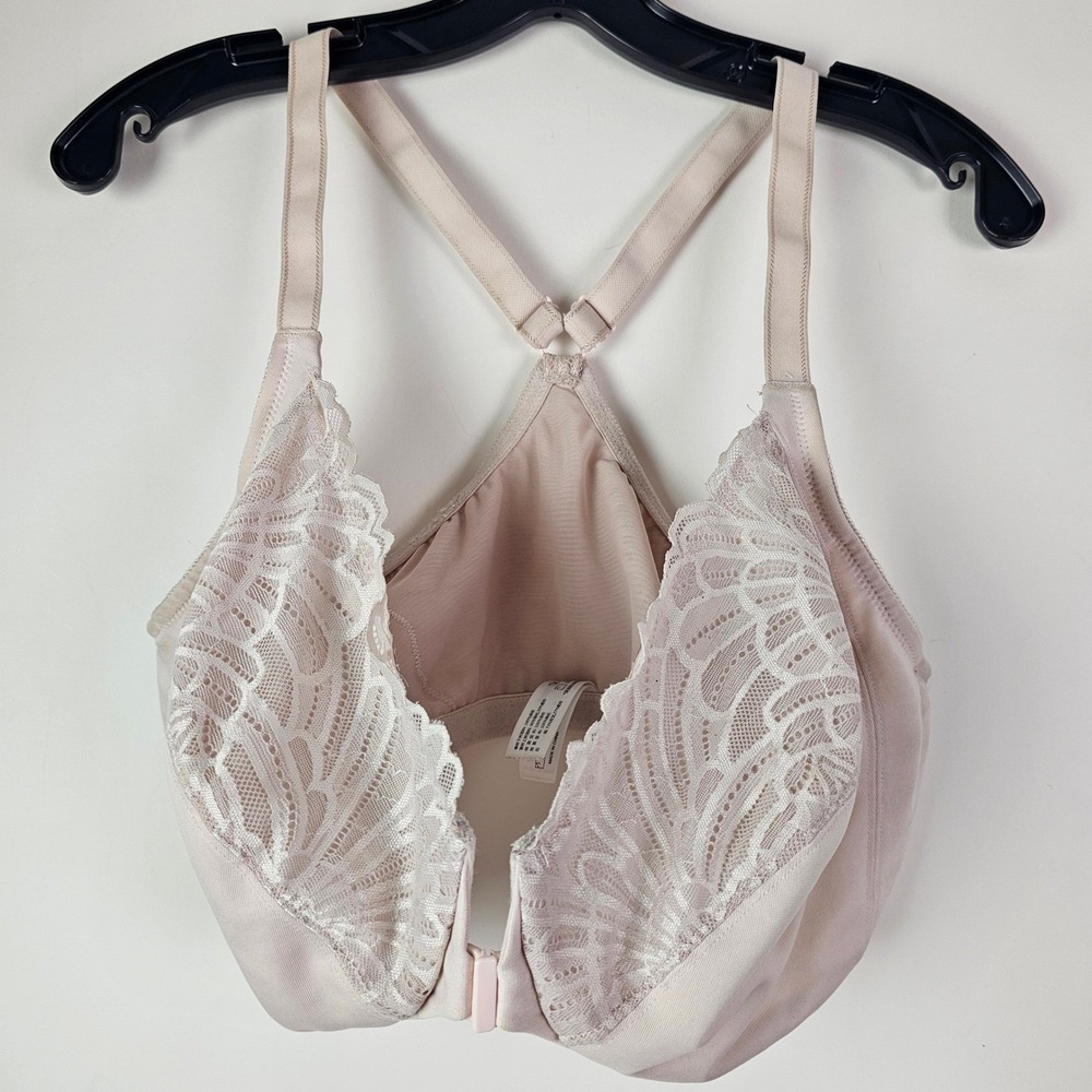Womens Pink Size 38F Lace Romantic Underwire Bra Everyday Front Closure